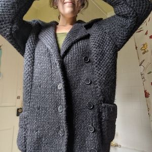 HEAVY KNIT ALPACA WOOL BUTTON SWEATER CARDIGAN